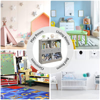 Grand meuble de rangement pour jouets Garvee à 7 compartiments et 3 tiroirs, idéal pour la salle de jeux et le couloir, gris, 93 cm (L) x 39 cm (l) x 93 cm (H)