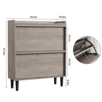 Meuble à chaussures Garvee avec 2 tiroirs abattants, étagère réglable, bois MDF, gain de place, robuste, gris, pour entrée et salon