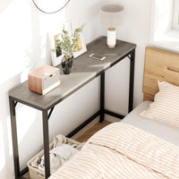 Console Garvee grise, table d'appoint étroite, style industriel, 100 cm L x 23 cm x 80 cm H, MDF et métal, robuste, polyvalente, salon et entrée