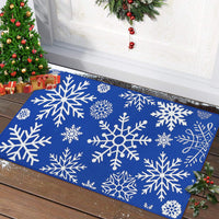 Tapis de porte Garvee Kerst 50x80 cm, lavable et antidérapant, motif flocons de neige rouges et bleus, idéal pour l'entrée, la cuisine ou la chambre à coucher. Décoration de Noël.