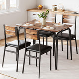 Ensemble table et chaises de salle à manger Garvee pour 4 personnes, carré, avec plateau en MDF, structure métallique robuste, gain de place, pour cuisine et salle à manger