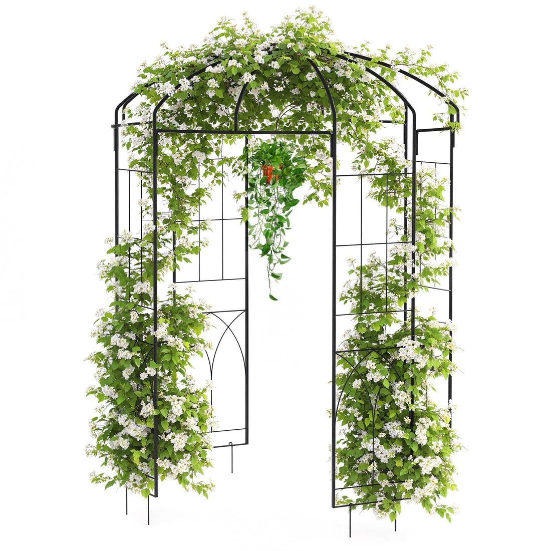 Arche de jardin Garvee Birdcage, 2,7 m, en acier résistant aux intempéries, support pour plantes grimpantes, pergola en métal noir pour mariage, jardin ou terrasse.