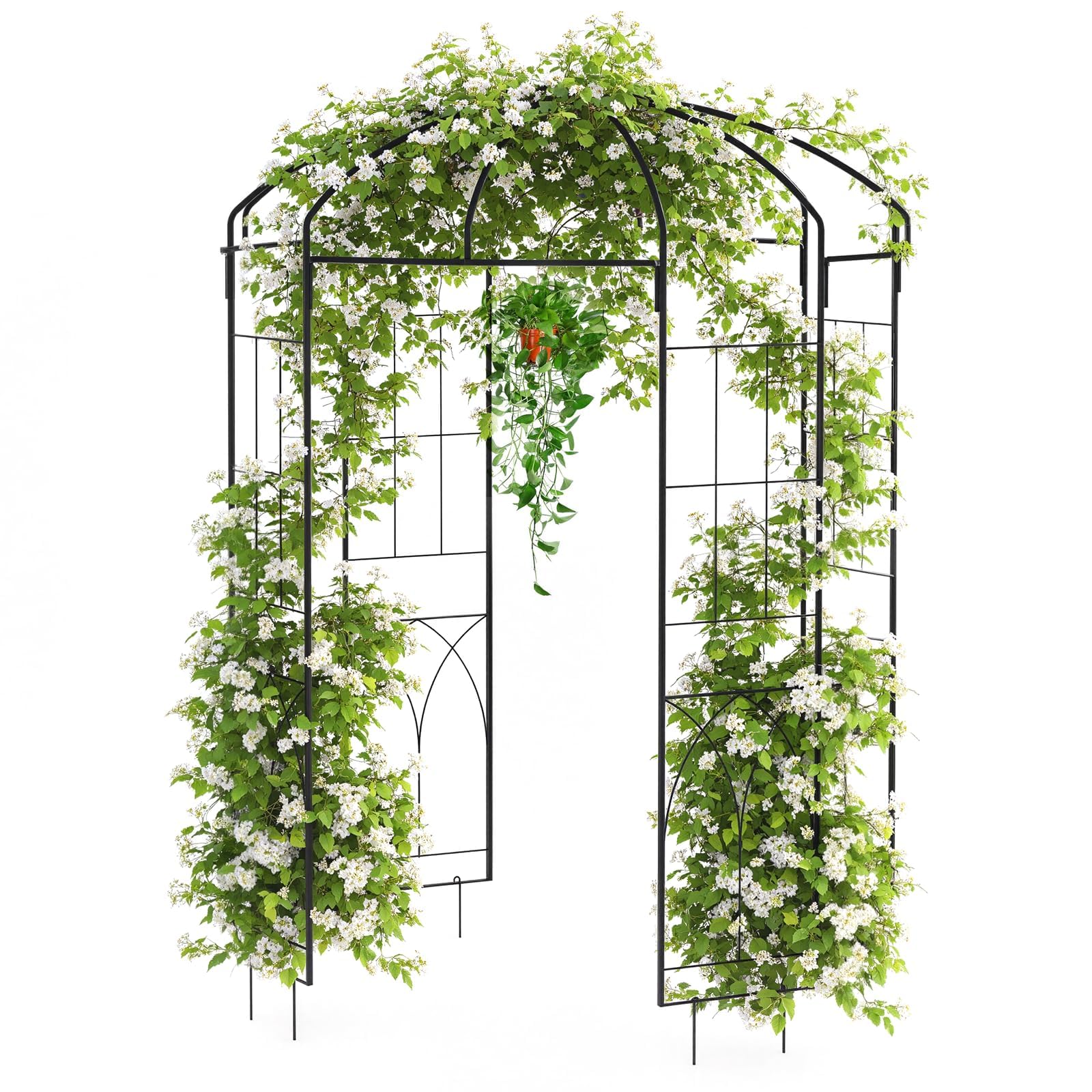 Arche de jardin Garvee Birdcage, 2,7 m, en acier résistant aux intempéries, support pour plantes grimpantes, pergola en métal noir pour mariage, jardin ou terrasse.