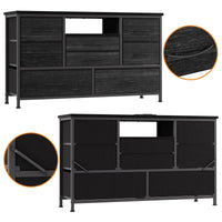 Garvee commode à 8 tiroirs, 3 prises électriques et 2 ports USB, meuble TV avec éclairage LED pour chambre, salon ou entrée, 120 cm, gris