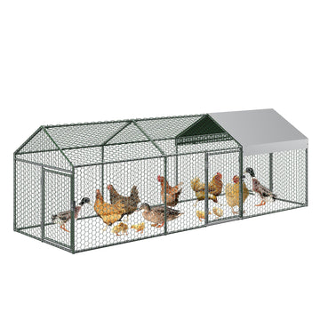 Poulailler Garvee grand format 305 × 102 × 102 cm, 3 portes, en acier galvanisé, résistant aux intempéries et sécurisé