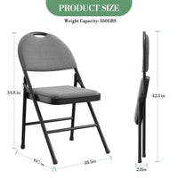 Ensemble de 2 chaises pliantes Garvee avec revêtement en cuir PU rembourré, structure en métal, ergonomiques, pliables, pieds antidérapants, grises, pour le bureau et l'extérieur