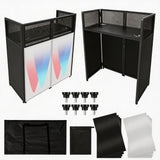 Garvee Table DJ Portable Pliable avec Éclairage Noir et Blanc, Structure Métallique Robuste, Pieds Réglables, 127 cm x 122 cm x 64 cm