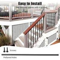 GARVEE Balustres de terrasse droits plats en aluminium de 82 cm (32-1/4 po) avec vis, paquet de 50, balustres rainurés pour porche, escaliers et terrasse, noir mat