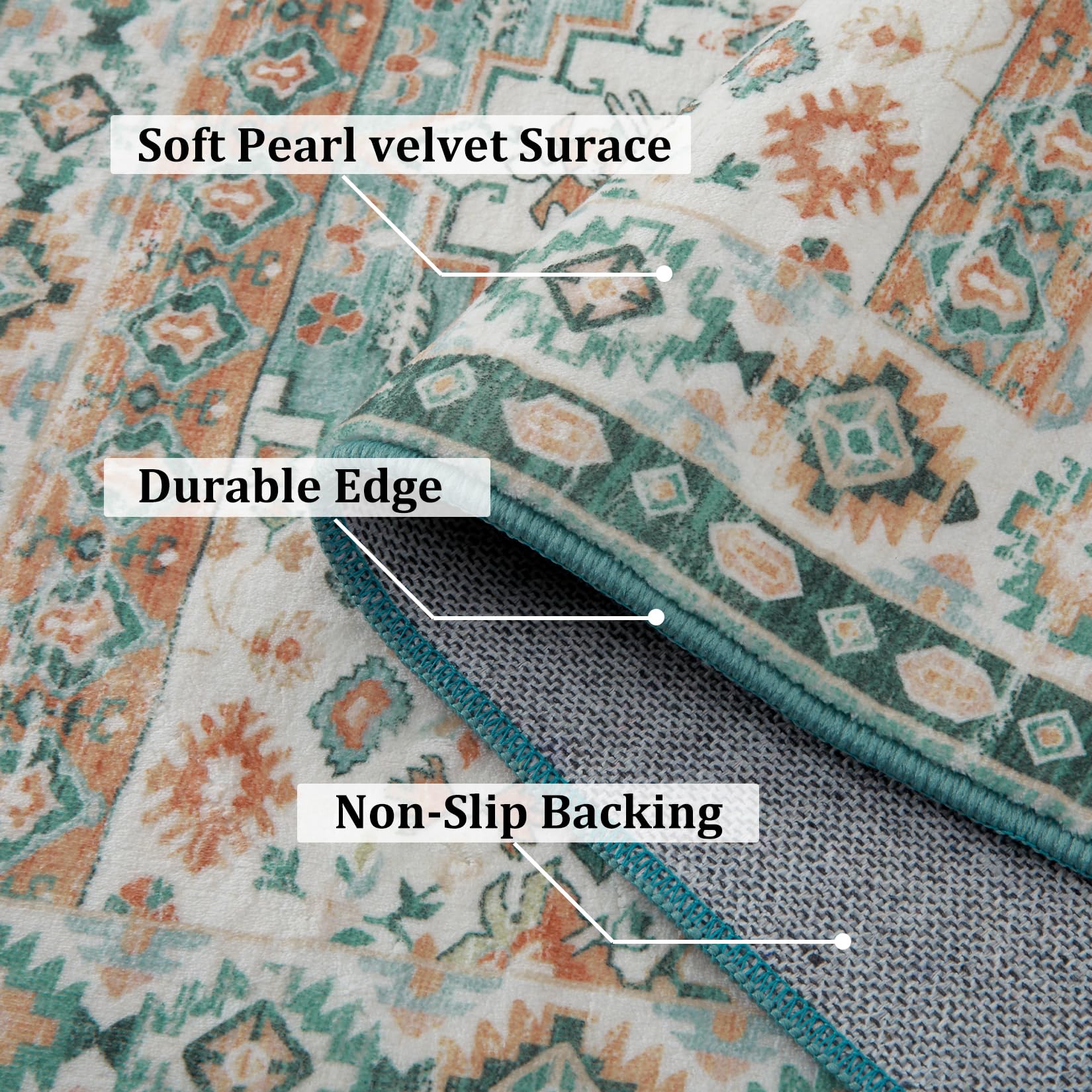Tapis Garvee grand format, lavable en machine, vert grange, pour salon, à poils courts, antidérapant, 160 x 230 cm