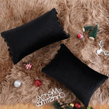 Coussin rectangulaire en velours Garvee avec pompons et fermeture éclair invisible, 30 x 50 cm, noir, pour salon