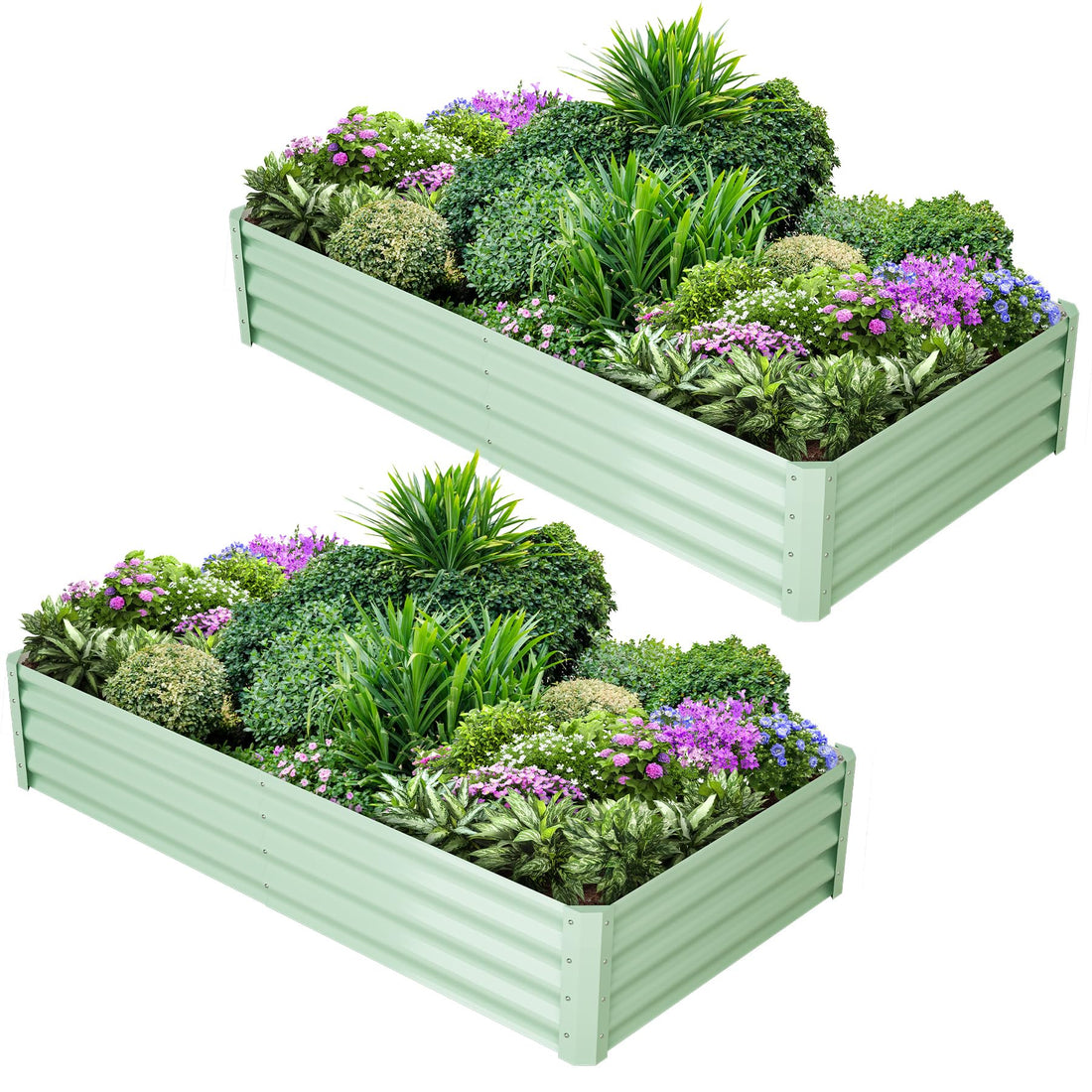 Ensemble de 2 bacs de jardin surélevés galvanisés Garvee, 137 x 61 x 30 cm, en métal avec bords caoutchoutés, pour balcon et jardin, épaisseur 0,5 mm, robustes.
