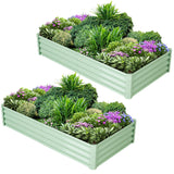 Garvee Ensemble de 2 bacs de jardin surélevés galvanisés, 1,83 × 0,91 × 0,3 m, en métal avec bords caoutchoutés, pour balcon et jardin, épaisseur 0,5 mm, robustes, Vert - Vert