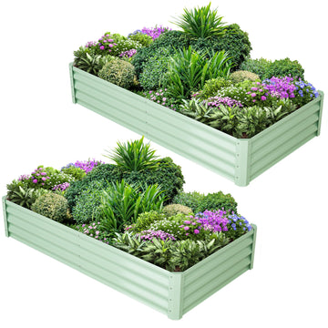Ensemble de 2 bacs de jardin surélevés galvanisés Garvee, 137 x 61 x 30 cm, en métal avec bords caoutchoutés, pour balcon et jardin, épaisseur 0,5 mm, robustes.