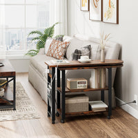 Garvee table d'appoint pivotante à 360° avec station de charge, 6 roulettes, MDF et métal, salon et chambre, noire