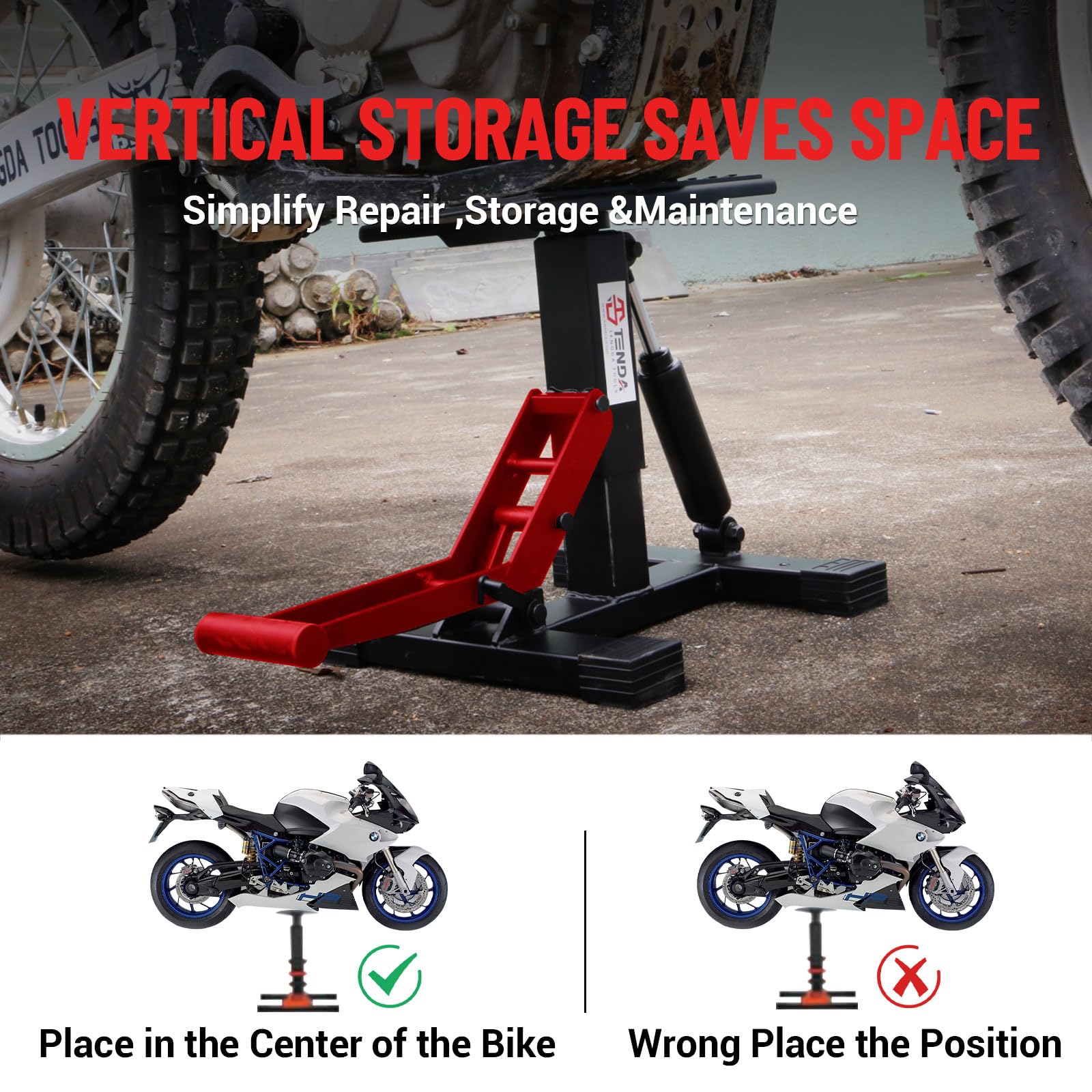 Support de levage hydraulique Garvee pour moto tout-terrain, capacité de 200 kg, hauteur réglable, acier, caoutchouc antidérapant, pour atelier et garage