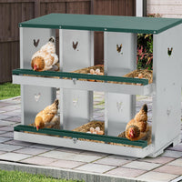 Garvee Pondoir pour Poules à 3 Compartiments, Acier Galvanisé, Grandes Ouvertures de Ventilation, Sécurisé, pour Poulailler, Vert