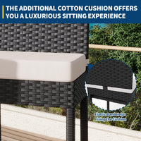 Ensemble de 2 tabourets de bar d'extérieur Garvee en résine tressée - Ergonomiques et résistants aux intempéries - Structure en rotin PE et acier - Hauteur d'assise : 71 cm - Pour jardin et terrasse - Noir