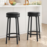 Garvee Lot de 2 Tabourets de Bar Pivotants 360°, Similicuir PU avec Dossier, Pieds en Métal, Chaises Hautes pour Cuisine et Bar, Noir - Noir
