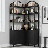 Garvee Bibliothèque d'angle 189 cm avec rangement, 6 étageres, cadre métallique, MDF, design industriel, stable, pour salon et chambre, noir - Noir