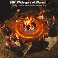 Brasero sans fumée Garvee 81 cm – Panier à feu double paroi en acier inoxydable avec poignées, idéal pour le camping et la terrasse.