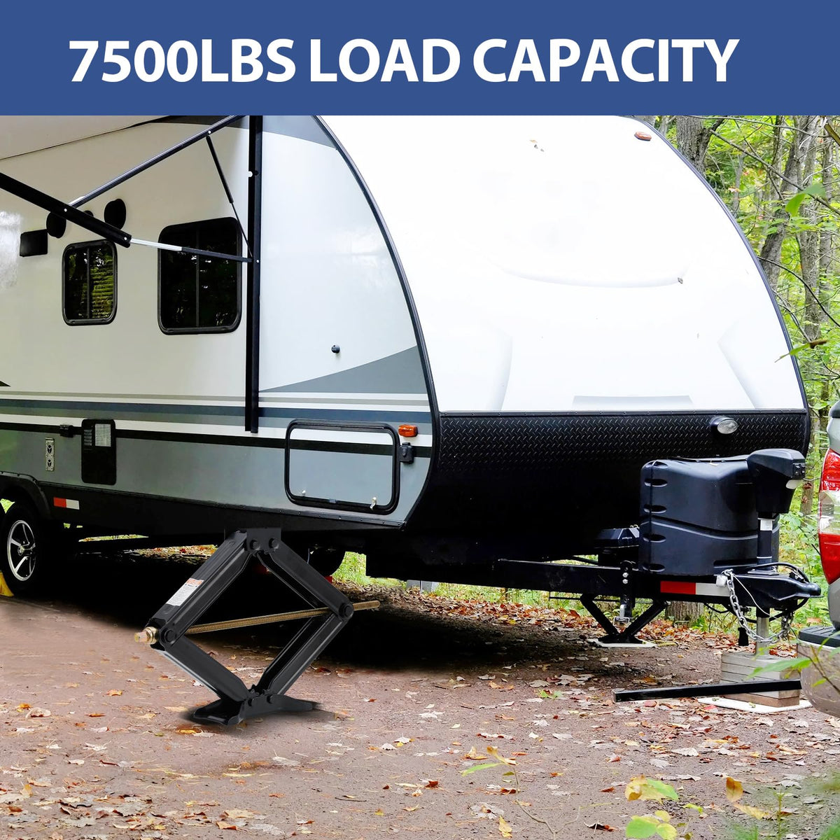 Garvee Stabilisateur de caravane, cric ciseaux, capacité de levage de 3400 kg, hauteur réglable de 10 à 60 cm, acier revêtu de poudre