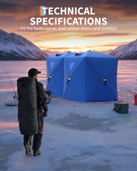 Tente de pêche sur glace Garvee Pop-Up, tissu Oxford 210D, isolée, coupe-vent, pour 6 à 8 personnes, pêche hivernale, avec ancres et cordes