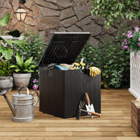 Coffre de rangement extérieur Garvee 28 gallons avec couvercle, résistant aux intempéries et verrouillable, pour jardin et terrasse, 50 x 51 x 50 cm, aspect osier
