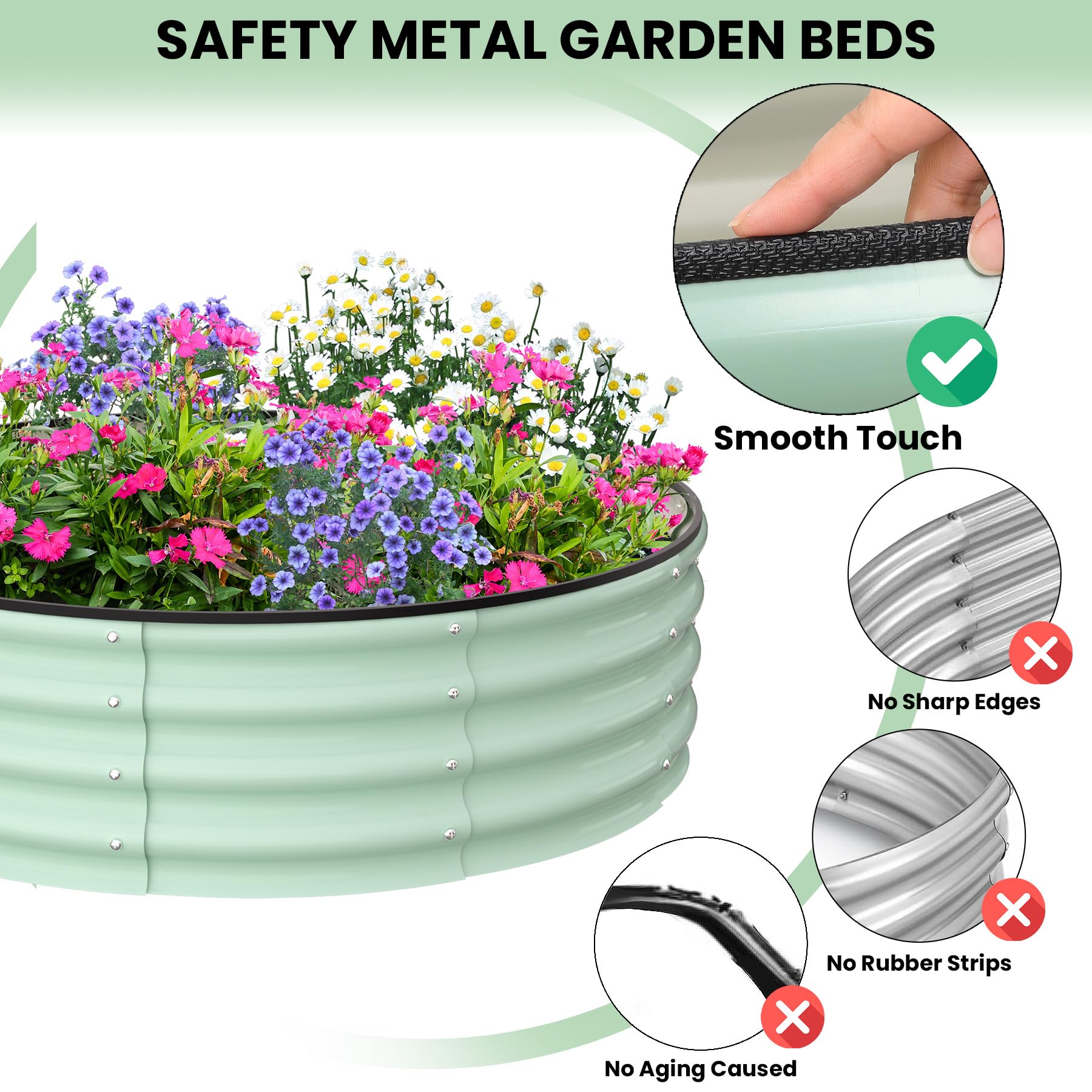 Jardinières surélevées d'extérieur Garvee, lot de 2, 120 x 120 x 30 cm, acier galvanisé, antirouille, structure à base ouverte, vert, pour jardin et balcon