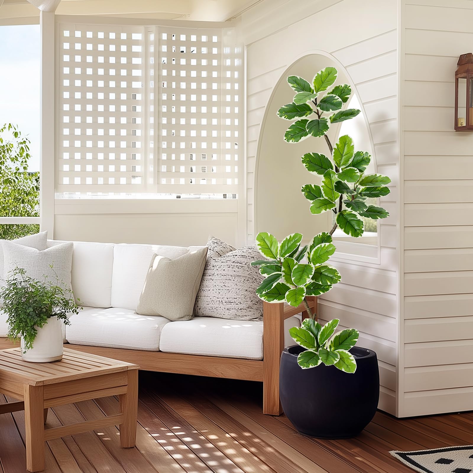 Ficus lyrata artificiel Garvee 1,5 m avec pot sphérique, vert, 47 feuilles, pour salon ou bureau