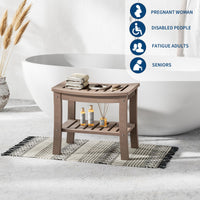 Banc de douche Garvee en PEHD avec étagère pour salle de bain et baignoire, aspect bois, imperméable, résistant aux rayures, polyvalent