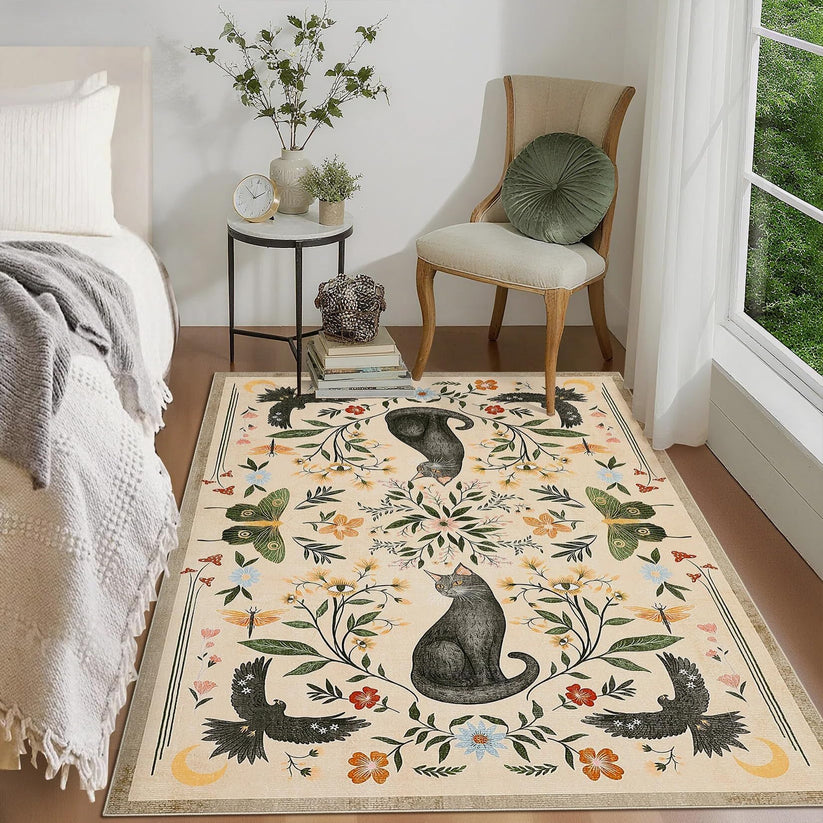 Détail de la texture douce du tapis Mystic Cat