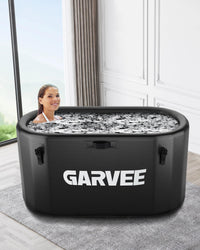 Baignoire balnéo Garvee pour sportifs, 930 litres (248 gallons), ovale, noire, portable, couvercle isolé, en PVC renforcé de fibres de verre résistant aux déchirures