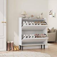 Meuble à chaussures Garvee avec 2 tiroirs abattants, étagère réglable, bois MDF pour entrée et salon, blanc, grand espace de rangement, anti-basculement