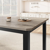 Table de salle à manger Garvee de 200 cm de long pour 6 à 8 personnes, style industriel, design biseauté, MDF et métal, largeur 10 cm, marron