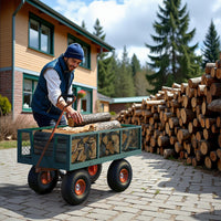 Garvee Chariot de jardin en acier robuste, charge 227 kg, ridelles amovibles, pneus tout-terrain de 25 cm et poignée pivotante, vert et orange