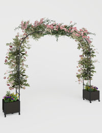 Arche de jardin Garvee 86,6 pouces en métal avec jardinière intégrée, résistante aux intempéries et réglable en hauteur, idéale pour les mariages et le jardin (noir).
