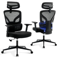 Chaise de bureau ergonomique Garvee en maille avec soutien lombaire réglable, accoudoirs 3D, structure en métal, dossier haut, pivotante, pour bureau et télétravail, noire