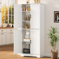 Armoire de cuisine Garvee de 178 cm de haut avec 4 portes et étagères réglables, en bois blanc, pour salle à manger, salle de bain, salon