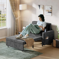 Canapé-lit 3 en 1 Garvee, 2 places, structure en acier, port de chargement USB, idéal pour les petits espaces, 142 cm (56 pouces), noir