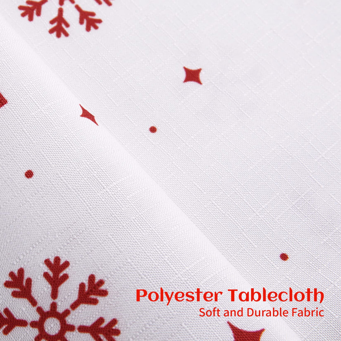 Garvee Nappe de Noël à motif flocons de neige simples, antitache, blanche, décoration de table festive, 137 × 274 cm, 1.37 × 2,01 m