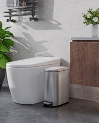 Poubelle Garvee 10 L en acier inoxydable avec couvercle à fermeture douce et bac intérieur pour salle de bain et chambre, compacte, étanche, avec poignée, argentée