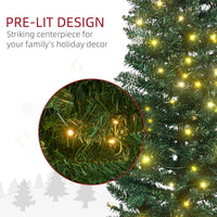 Sapin de Noël Garvee 230 cm pré-illuminé – 250 LED multicolores, sapin crayon en PVC avec pédale et sac de transport