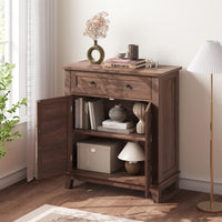 Garvee Armoire de rangement style ferme, étagère réglable à 3 niveaux, 7 positions, bois, style rustique, cuisine et couloir, 40 × 80 × 91 cm