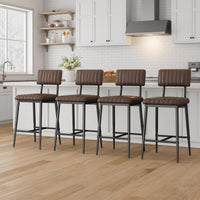 Ensemble de 2 tabourets de bar Garvee, revêtement en similicuir, rembourrage épais, pieds en métal, pour cuisine et îlot central, 65 cm, noir