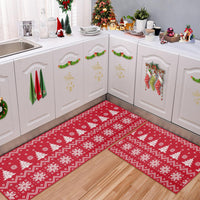 Ensemble de 2 tapis de cuisine Garvee Christmas, style bohème, en lin, pour le sol et la salle de bain, 40 x 60 cm + 40 x 120 cm