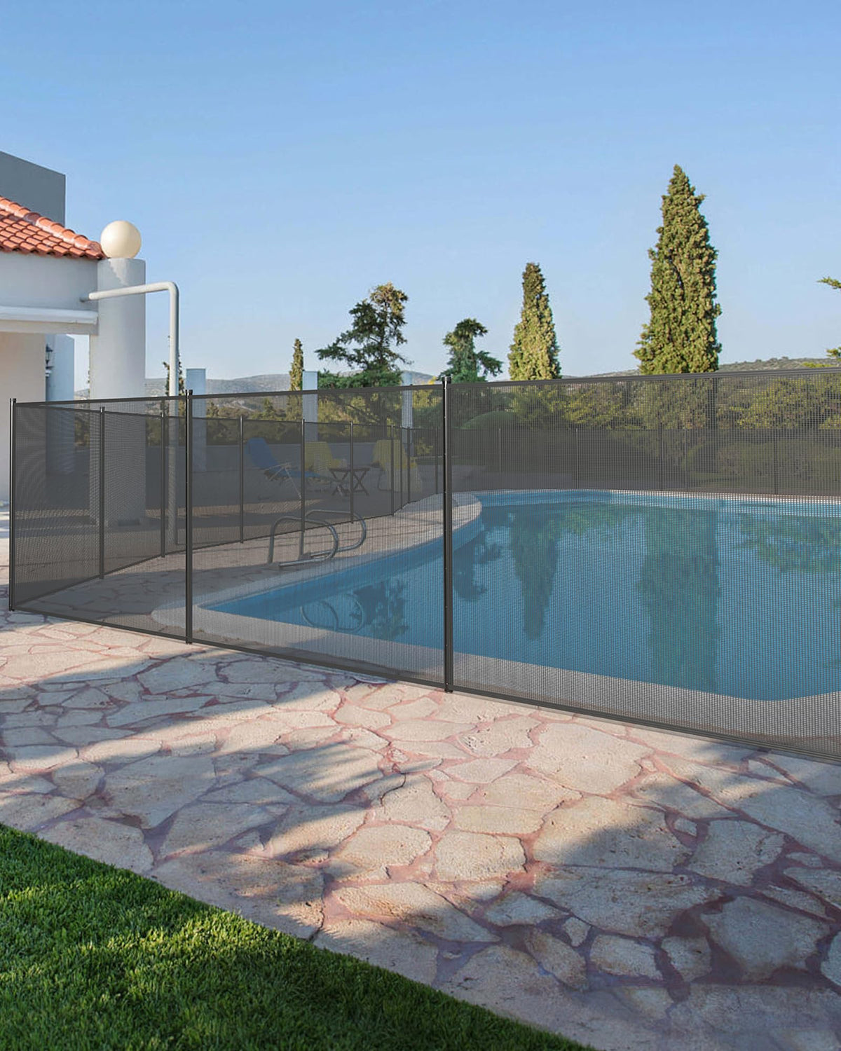 Grillage de sécurité pour piscine Garvee 1,20 m x 14,60 m avec pieds en acier inoxydable, résistant aux intempéries, réglable pour jardin et piscine, noir