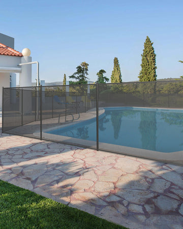 Grillage de sécurité pour piscine Garvee 1,20 m x 14,60 m avec pieds en acier inoxydable, résistant aux intempéries, réglable pour jardin et piscine, noir