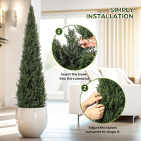 Garvee Lot de 2 arbres artificiels cèdre topiaire 152 cm, faux cyprès en pot, plantes persistantes décoratives pour intérieur, porche, terrasse et jardin