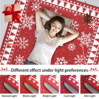 Tapis de Noël rond Garvee, antidérapant, rouge à flocons de neige, pour entrée, 120 cm