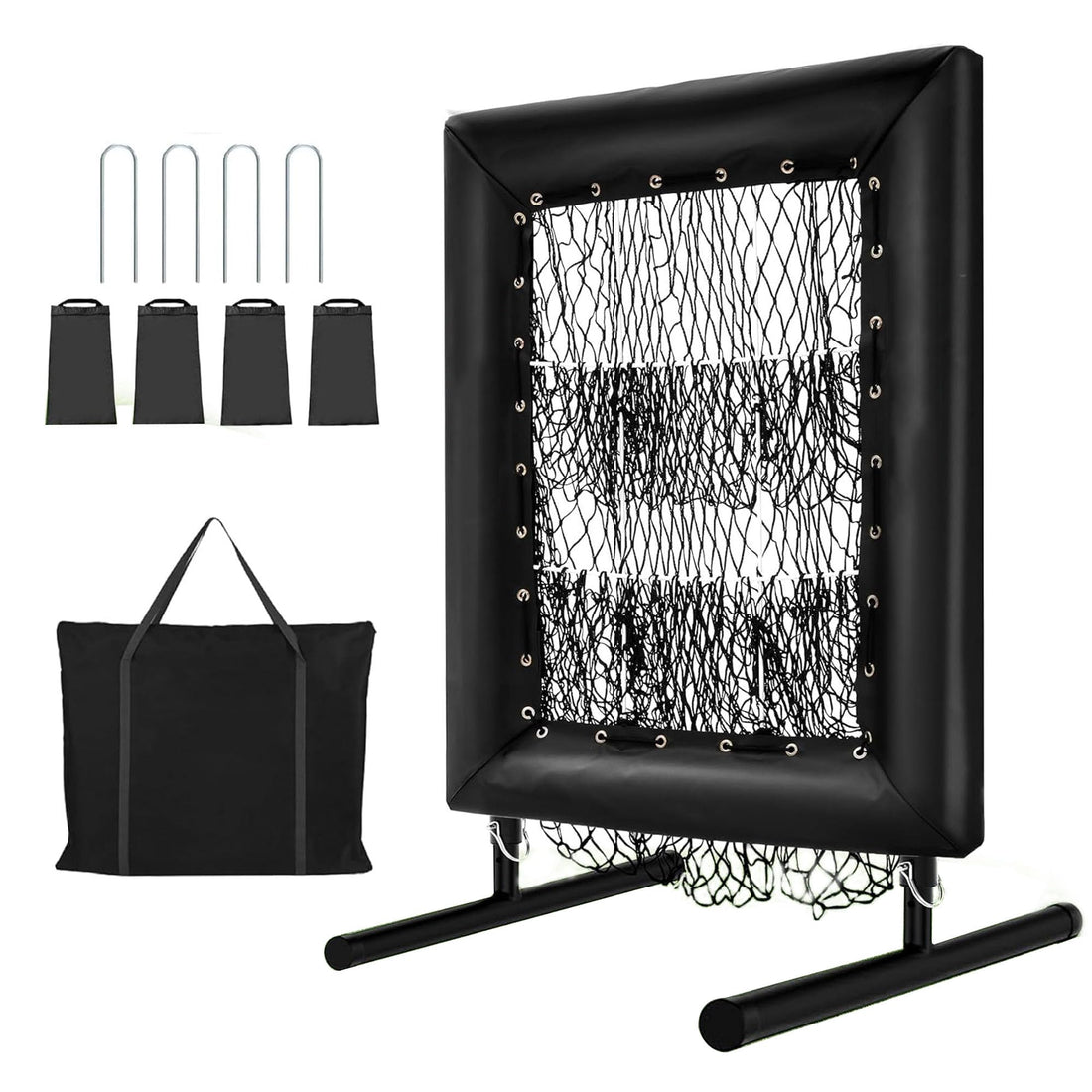 Filet de lancer de baseball Garvee à 9 trous, réglable, robuste, 7 plis, portable, pour l'entraînement au baseball et au softball, 50 x 75 cm, noir
